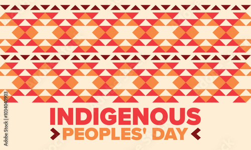 Indigenous Peoples' Day. Native American Day. American Indian culture. Heritage Month. Celebrate annual in United States. Tradition pattern. Poster, card, banner and background. Vector illustration