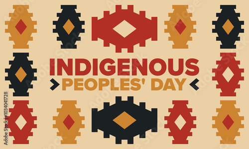 Indigenous Peoples' Day. Native American Day. American Indian culture. Heritage Month. Celebrate annual in United States. Tradition pattern. Poster, card, banner and background. Vector illustration