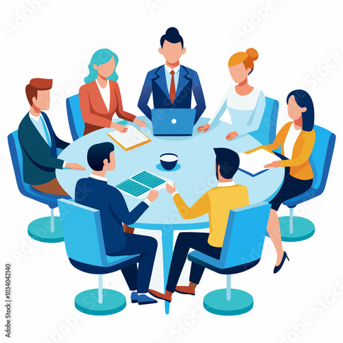 Business team in a meeting silhouette vector illustration on white background