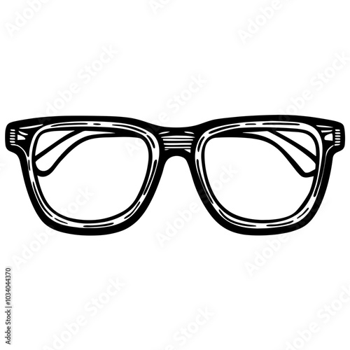 A pair of glasses with a wooden frame. The frame is black and the lenses are clear. The glasses are sitting on a white background