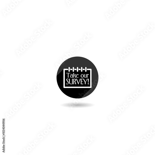 Take our survey long icon with shadow