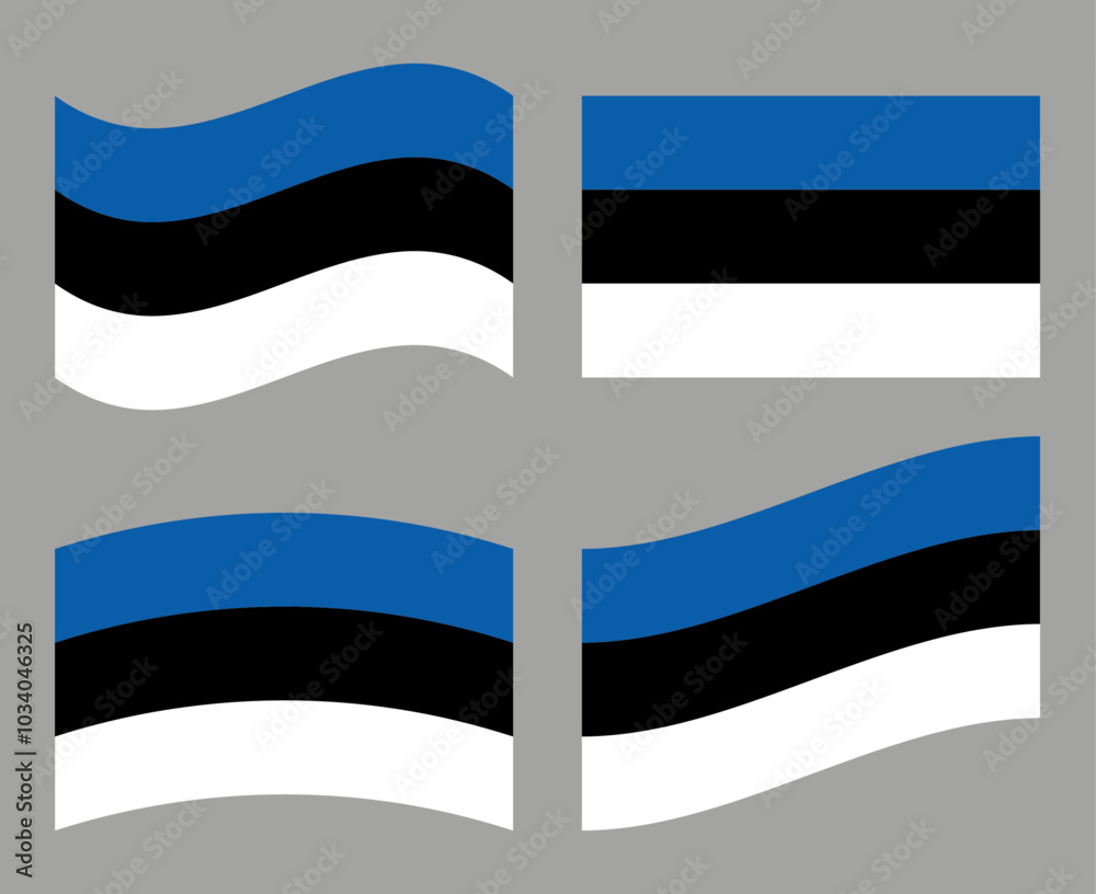 Set of Estonian flag icons. Collection of isolated Estonia flag, vector illustration. Set of Estonian flag icons. Collection of isolated Estonia flag, vector illustration.