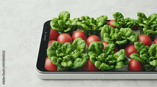 Digital app showing realtime farmtotable food tracking, 3D illustration photo