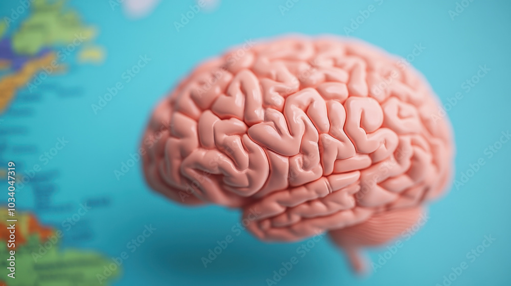 Artistic rendering of a human brain with highlighted regions of activity with copy space Artistic rendering of a human brain with highlighted regions of activity with copy space