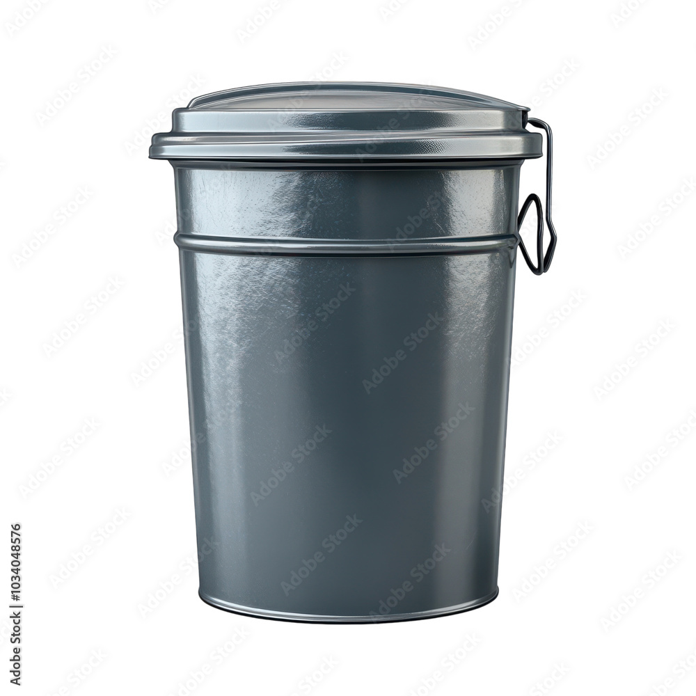 A sturdy gray trash can in a modern minimalist setting A sturdy gray trash can in a modern minimalist setting