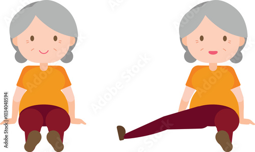 VEIllustration old woman exercise - Sit and Side Leg Extension photo