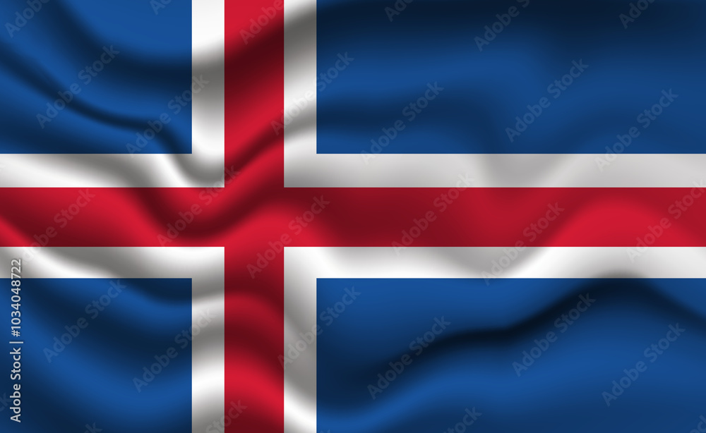 Naklejka premium Waving Iceland Flag 3D Illustration. The National Flag of Iceland.