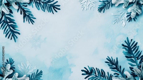 Blue and white winter branches frame a light blue background.