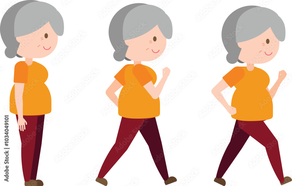 Illustration old woman exercise - Fast Walk Illustration old woman exercise - Fast Walk