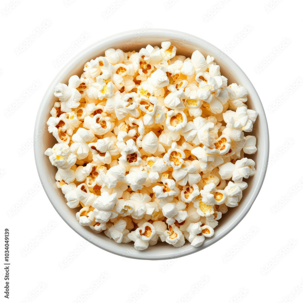 Freshly popped popcorn in a white bowl Freshly popped popcorn in a white bowl