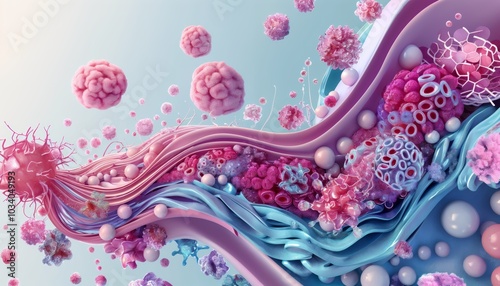 Medical illustration of hormonal regulation in the human body photo