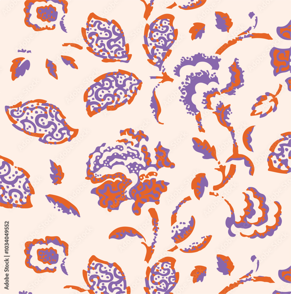 Obraz premium Big flowers pattern, upscale floral pattern. graphical textures floral, trendy colors pattern , flowers background with leaves. vector illustration,tropical,monochrome