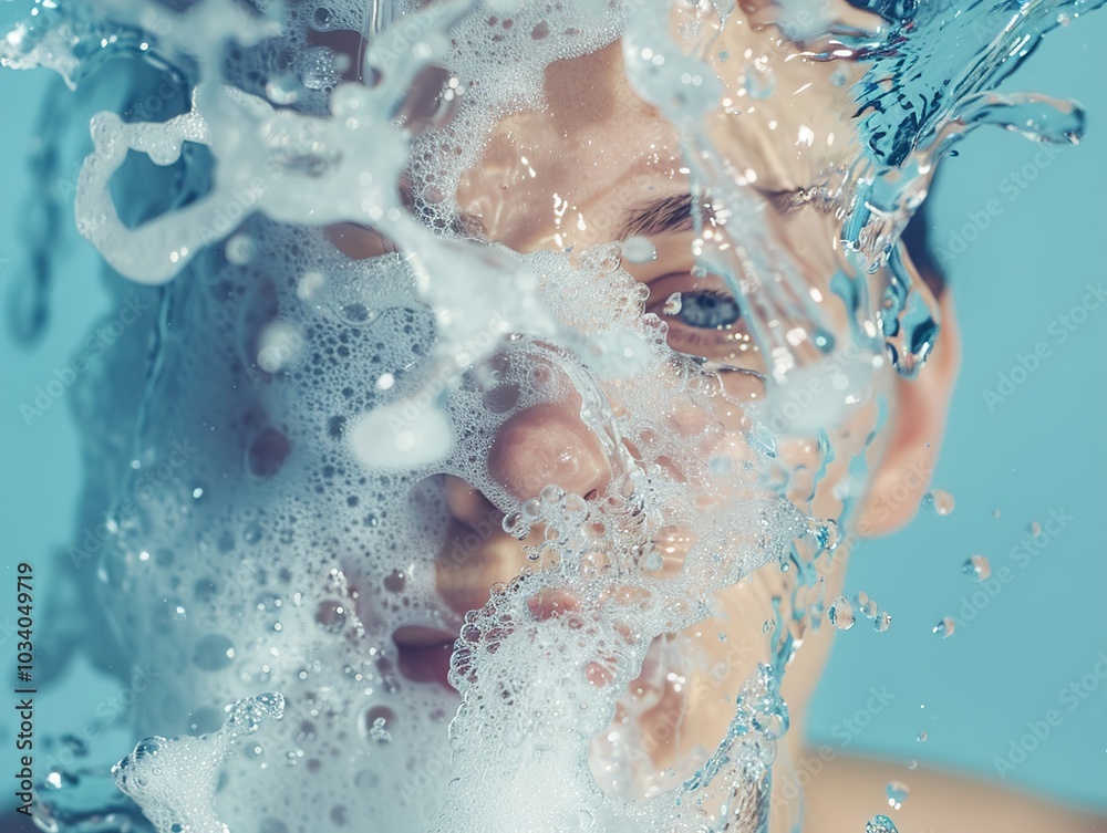Water Splashing on a Face: A Close-Up Photography Water Splashing on a Face: A Close-Up Photography