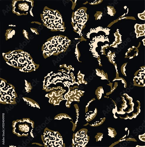 Big flowers pattern, upscale floral pattern. graphical textures floral, trendy colors pattern , flowers background with leaves. vector illustration,tropical,monochrome