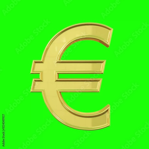 Golden euro sign isolated on green screen