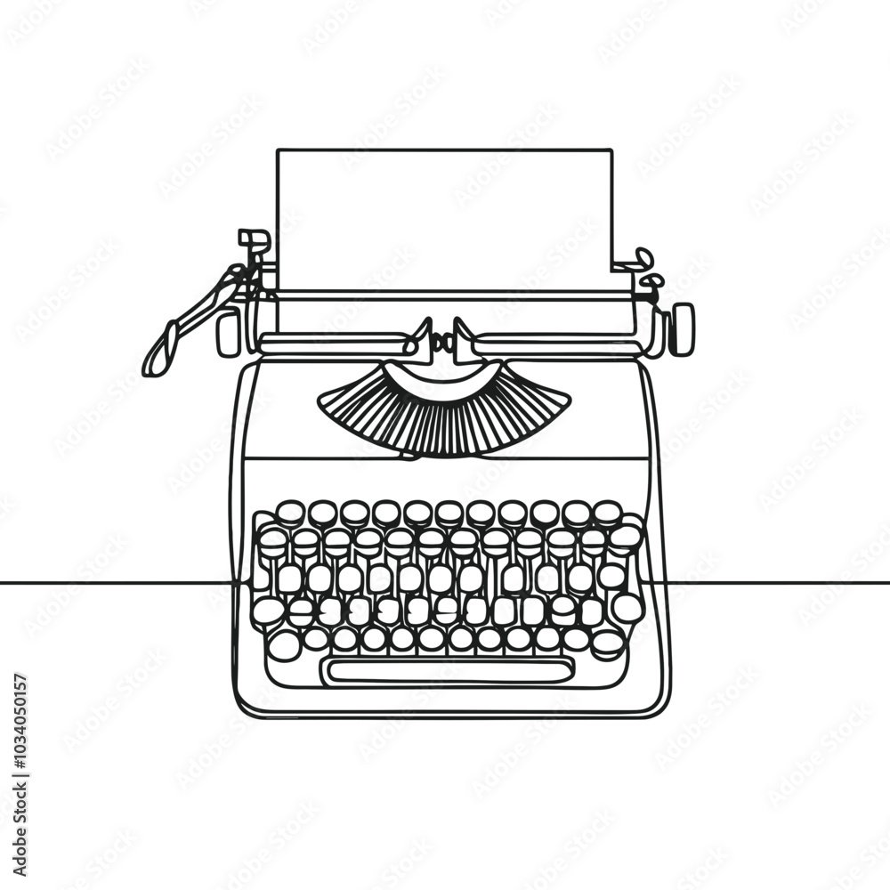 A typewriter with a black and white keyboard. The typewriter is on a table. The typewriter is a vintage model