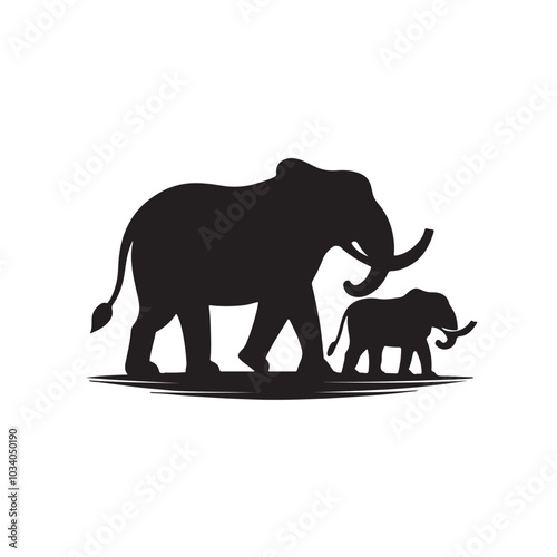 Double elephant silhouette clip art 