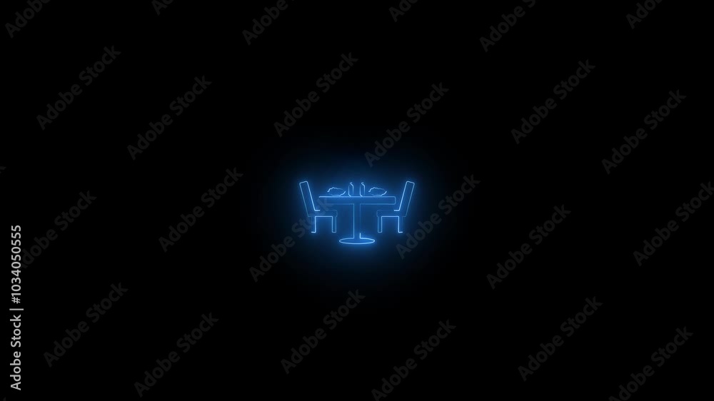 neon light dinner icon animation video. food water icon, meal icon. neon light dinner icon animation video. food water icon, meal icon.