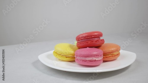 Sweet and multi-colored french macaroons.