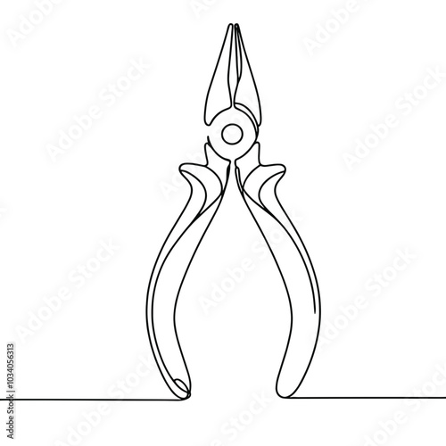 A pair of pliers with a black handle and a white tip. The pliers are drawn in a simple line drawing style