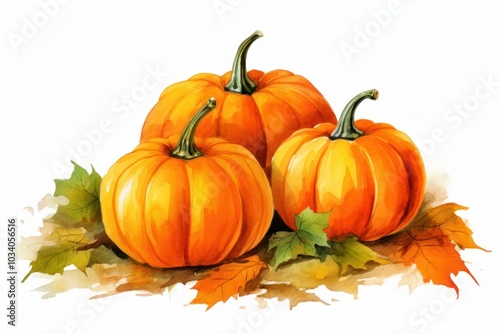 Autumn pumpkins with colorful leaves