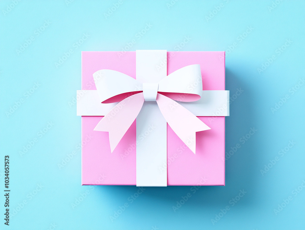 3D paper pink boxe gift on blue background 3D paper pink boxe gift on blue background