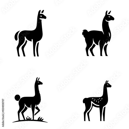 Vicuna silhouette icon isolted on white background