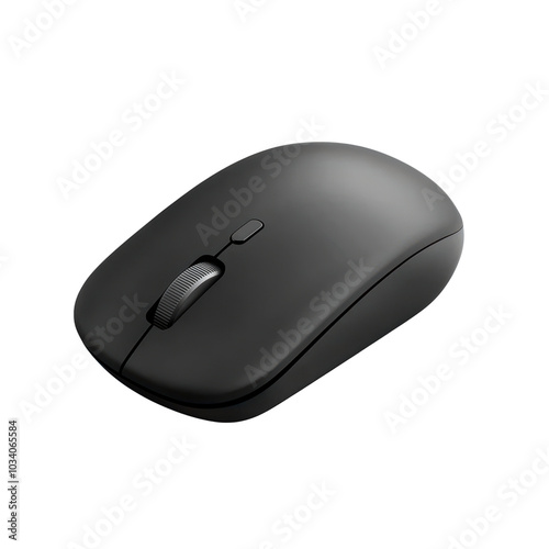 Sleek black wireless computer mouse on a clean background