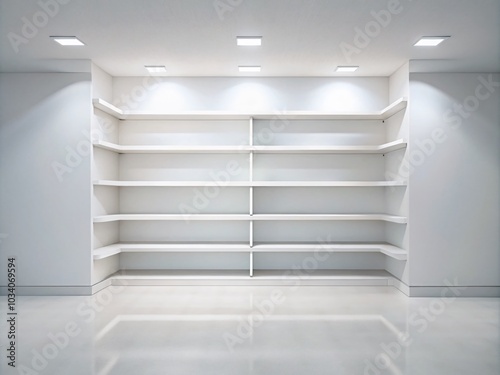 Empty Shelves in a Minimalist White Space - A Captivating Landscape Photography Scene