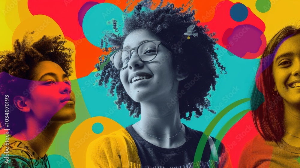 Dynamic Online Course Ad with Smiling Students and Bold Call to Action for Free Trial Sign-Up