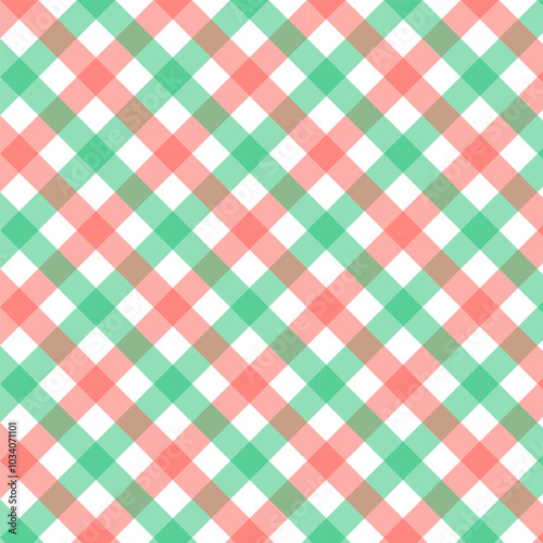 Gingham seamless pattern.Checkered tartan plaid repeat pattern in red green white.Geometric vector illustration background wallpaper.