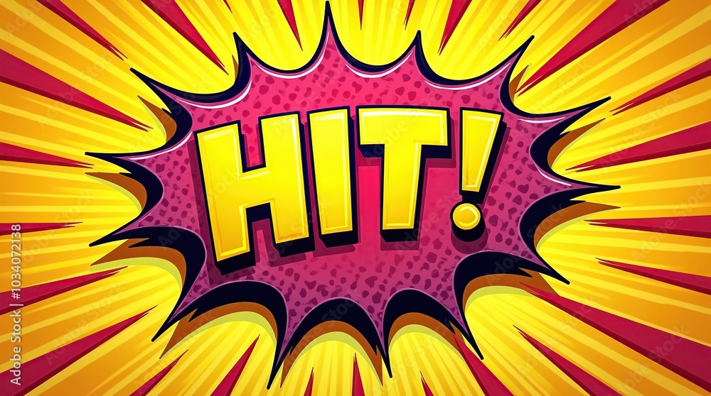 Dynamic comic book style explosion with the word hit Dynamic comic book style explosion with the word hit