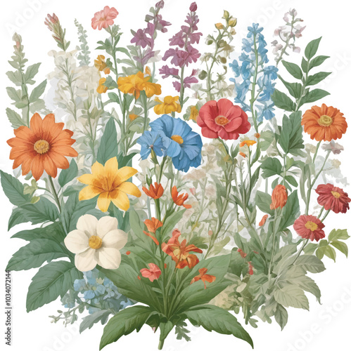 Flowers floral pattern on white background