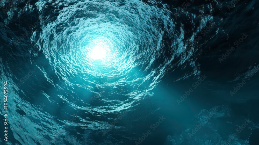 A bright light shines through a dark, swirling abyss, creating a mesmerizing and ethereal scene. A bright light shines through a dark, swirling abyss, creating a mesmerizing and ethereal scene.