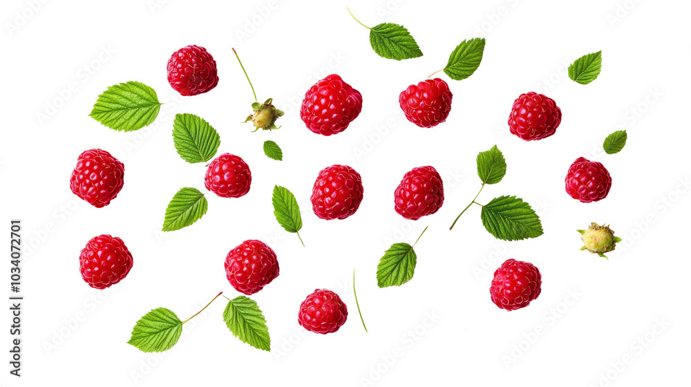 Fresh raspberry isolated on white background.
