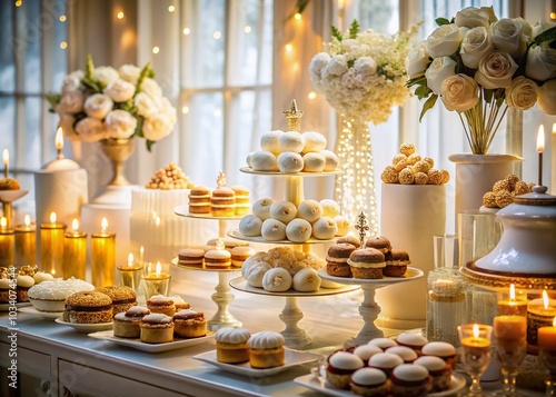 Exquisite White and Gold Dessert Table for Elegant Events