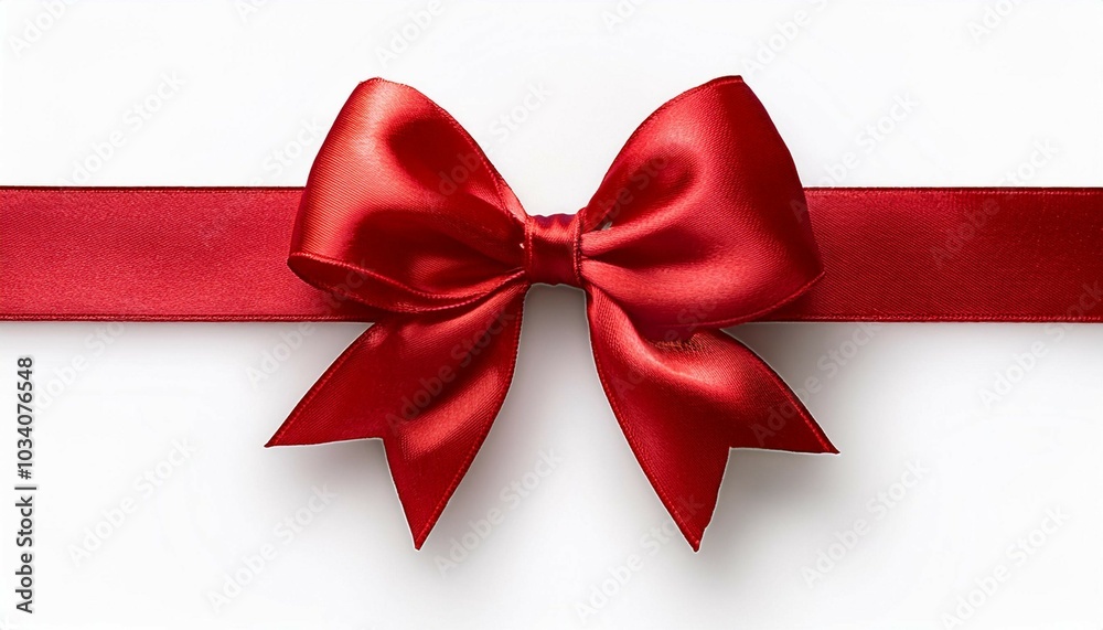 a red satin bow on a white background