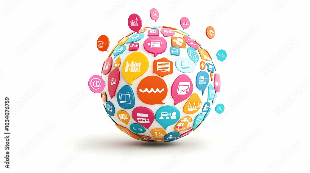 3D Flying Globe with Speech Bubbles: A Vector Icon Depicting Global Discussions and Collaboration in ESG Business Negotiations on a White Background 3D Flying Globe with Speech Bubbles: A Vector Icon Depicting Global Discussions and Collaboration in ESG Business Negotiations on a White Background