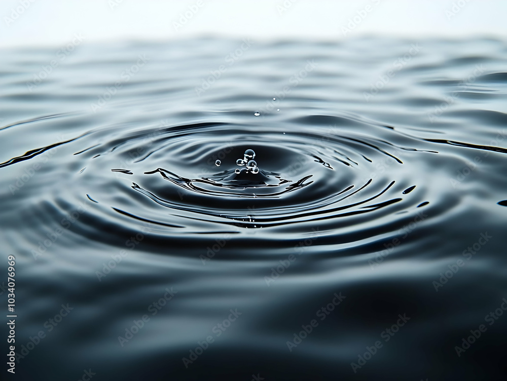 Flat Glossy Policy Impact Ripples: Macro Shot of Glossy Surface with Ripple Effects Representing Policy Impacts and Interconnected Consequences