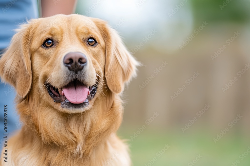 Golden Retriever Portrait: A Happy Dog with a Friendly Smile Golden Retriever Portrait: A Happy Dog with a Friendly Smile