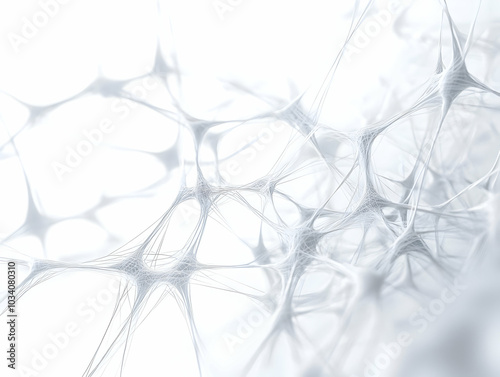 Extreme Close-Up of Glowing White Threads Representing Neuroplasticity - Intricate Neural Connections Forming New Pathways, Isolated on White for Janeiro Branco Messaging | Vector Illustration photo