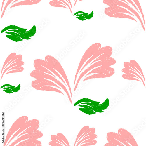 seamless pattern with flowers and leaves