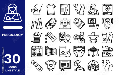 Pregnancy icon pack line style