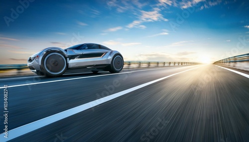 futuristic car speeding on a highway