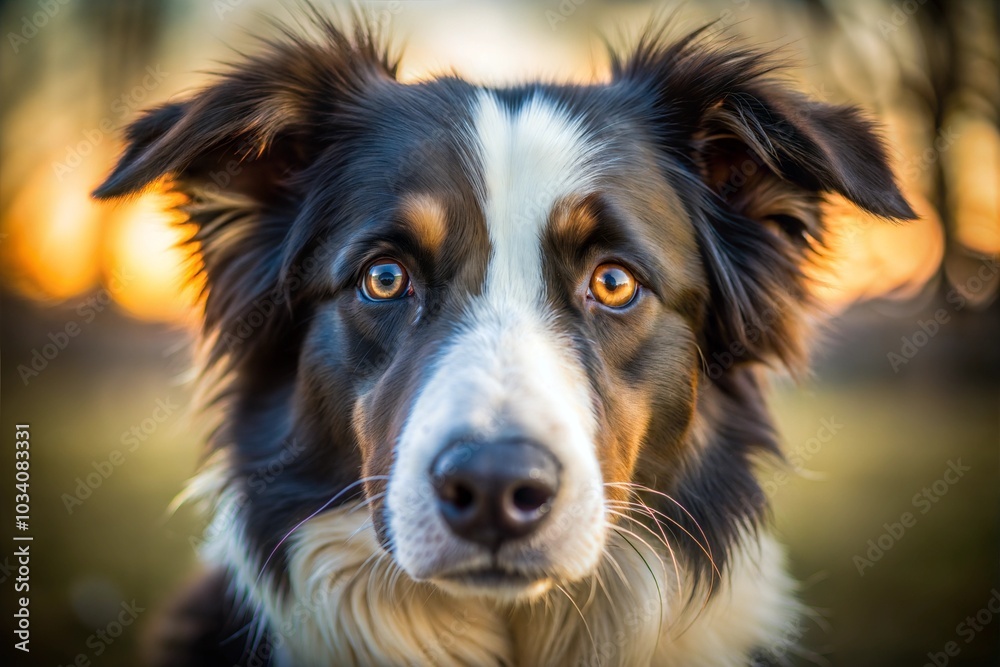 Close-up portrait of border collie dog with gentle expression farm animal Close-up portrait of border collie dog with gentle expression farm animal