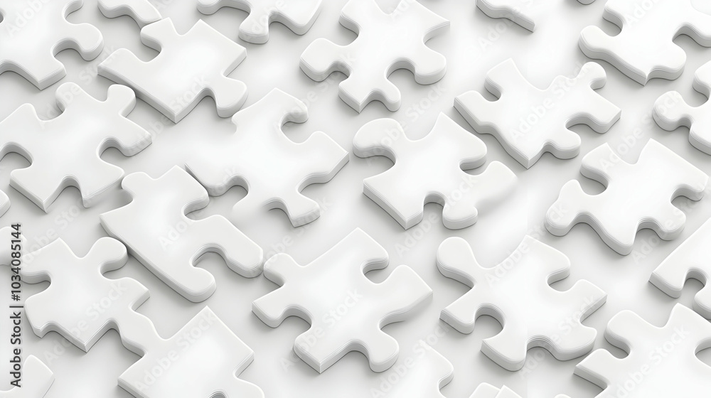 3D White Puzzle Piece Tiles: Seamless Pattern Symbolizing Unity for Mental Health Awareness - Janeiro Branco Concept with Iconic Connection 3D White Puzzle Piece Tiles: Seamless Pattern Symbolizing Unity for Mental Health Awareness - Janeiro Branco Concept with Iconic Connection