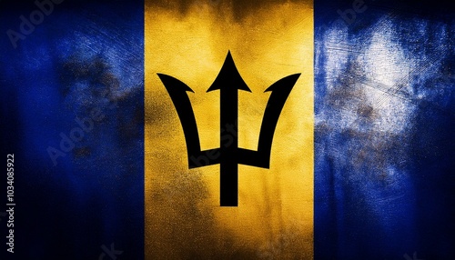 古いビンテージのバルバドスの国旗(Old grunge vintage Barbados flag.)
