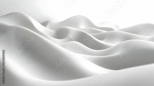 3D Abstract White Waves Representing Emotional Fluctuations in Wide Shot - Panning Camera Illustrates Emotional Journey for Janeiro Branco Awareness