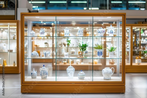 Wooden display cabinet with glass doors, ideal for showcasing collectibles and decor, wood  furniture, display cabinet