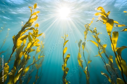 The sun shines through water, casting mottled light and shadow, intertwined with countless bubbles underwater, like a dance of light. Various aquatic photo